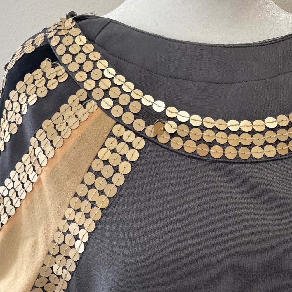 See by Chloé Gray Mini Dress with Sequined Stripes - Picture 8 of 9